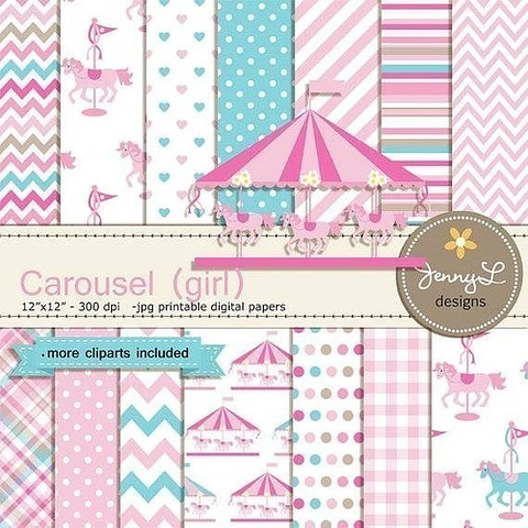 Cliparts Png Y Papeles Digitales Carrousel Rosa L1