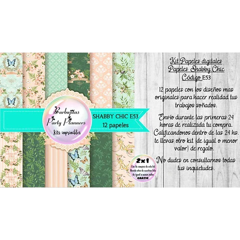 Papeles Digitales Fondos Shabby Chic Rosa Verde E53