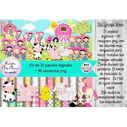 Cliparts Y Papeles Animales De La Granja Rosa Kit Imprimible