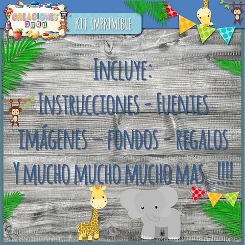Kit Imprimible Candy Bar Animales De La Selva Mas Completo