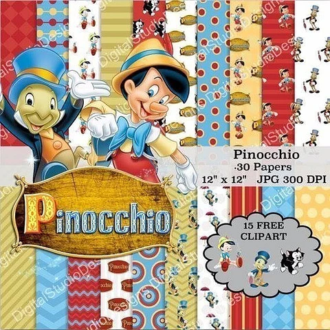 Kit Imprimible Pinocho - 15 Imagenes 30 Fondos