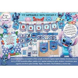 Kit Imprimible Candy Bar Stitch 100% Editable
