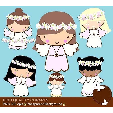 Kit Imprimible Angelitos Nena Bautismo 12 Imágenes