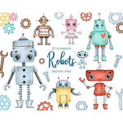 Cliparts Imagenes Png Robots Acuarela Is35