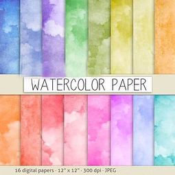 Kit Imprimible Watercolor Papers 02 - 16 Fondos