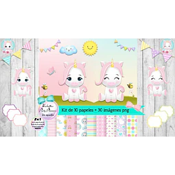 Papeles Fondos Y Cliparts Unicornios Kit Imprimible