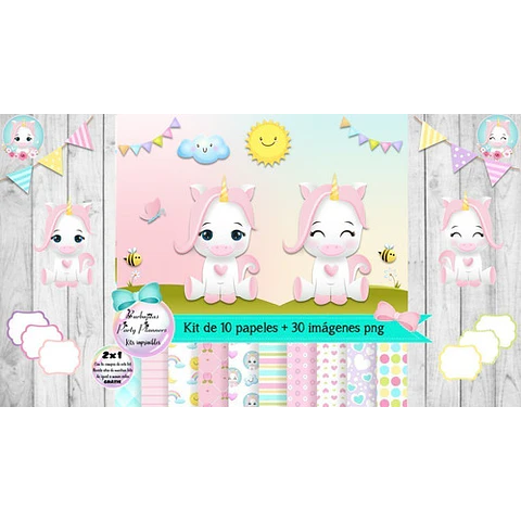 Papeles Fondos Y Cliparts Unicornios Kit Imprimible