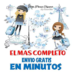 Pack Imagenes Clipart Paris Azul + Regalo A1
