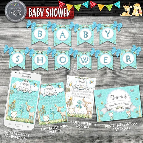 Kit Baby Shower Animalitos Bosque Encantado Romantico Nene