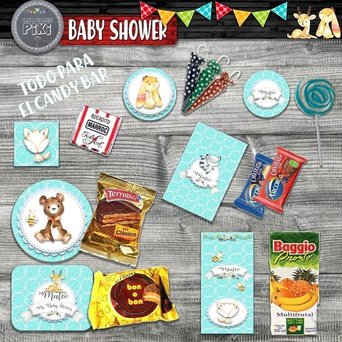 Kit Baby Shower Animalitos Bosque Encantado Romantico Nene