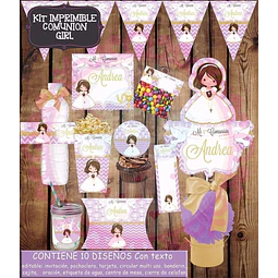 Kit Imprimible Editable Primera Comunión Nena