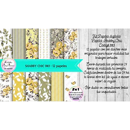 Papeles Digitales Shabby Chic Vintage Amarillo Y Verde B83