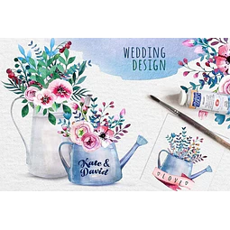 Cliparts Png Regadera Flores Acuarela Watercolor Pa71