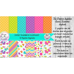 Rainbow Elephant Papers Papeles Elefantes Arco Iris 