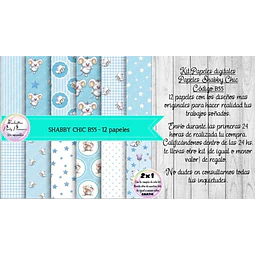 Papeles Digitales Shabby Chic Ratoncitos Celestes B55