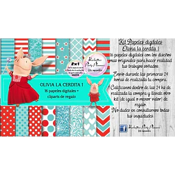 Papeles Fondos Digitales Olivia La Cerdita 1 Kit Imprimible