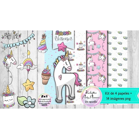 Papeles Fondos Y Cliparts Caballo Unicornio Kit Imprimible