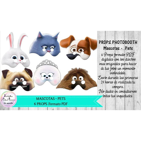 Mascotas - Pets - 6 Props Photobooth Pdf