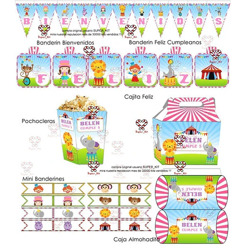 Kit Imprimible Circo Rosa Editable