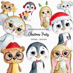 Cliparts Png Animales En Navidadl Bb4 Kit Imprimible