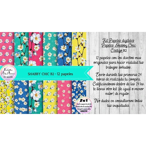 Papeles Digitales Fondos Shabby Chic Flores Blancas B2