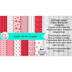 Papeles Digitales Shabby Chic Vintage Rojo Y Rosa B66