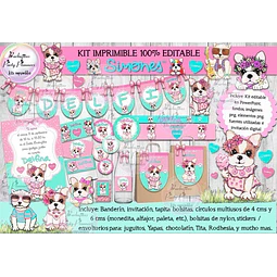 Kit Imprimible Candy Bar Perritos Simones 100% Editable