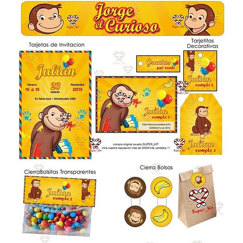 Kit Imprimible Jorge El Curioso Mod 2 Editable