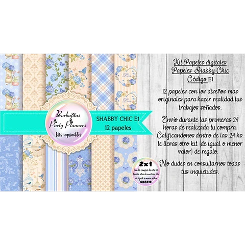 Papeles Digitales Fondos Shabby Chic Celeste Y Beige E1