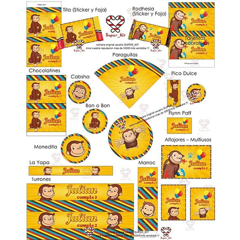 Kit Imprimible Jorge El Curioso Mod 2 Editable