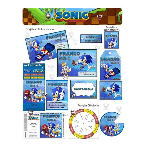 Kit Imprimible Sonic Editable