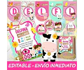 Kit Imprimible Animales De La Granja Nena Candy Bar Editable