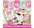 Kit Imprimible Animales De La Granja Nena Candy Bar Editable