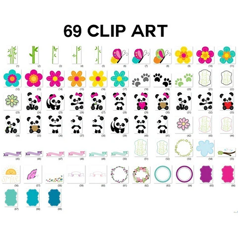 Kit Digital Ositos Panda Clipart Png + Papeles Digitales