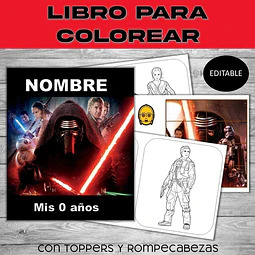 Star Wars Librito Imprimible Para Colorear Personalizable