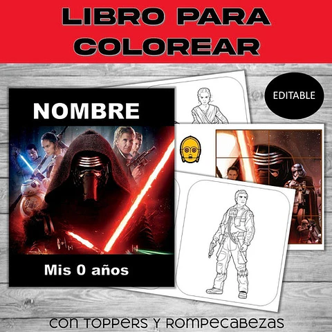 Star Wars Librito Imprimible Para Colorear Personalizable