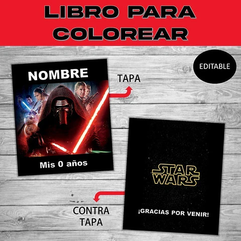 Star Wars Librito Imprimible Para Colorear Personalizable