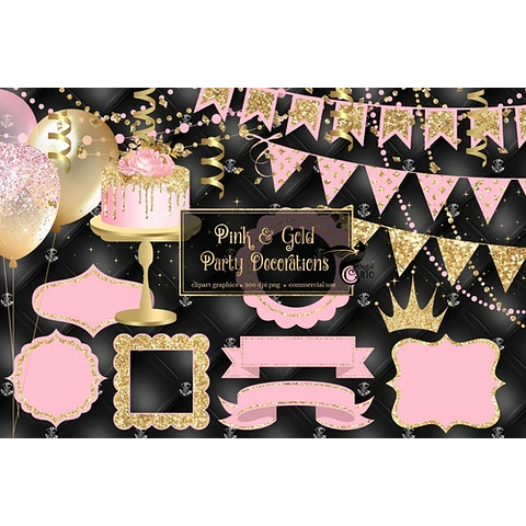 Papeles Cliparts Imagenes Png Cumple Globos Rosas Y Dorados