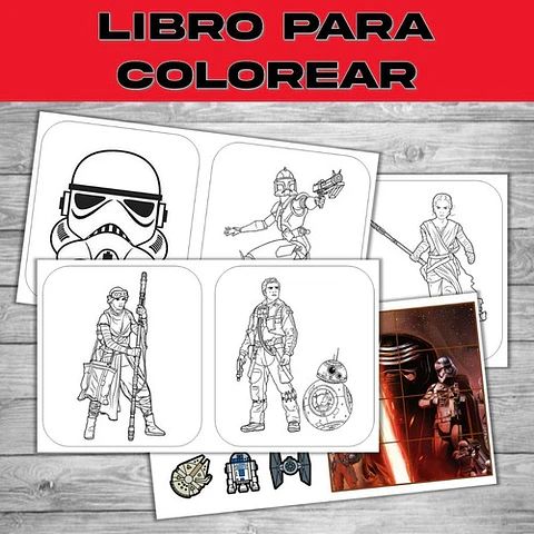 Star Wars Librito Imprimible Para Colorear Personalizable