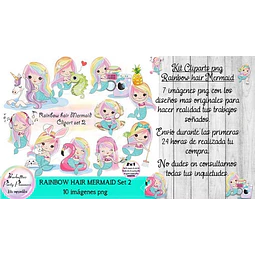 Cliparts Imagenes Png Rainbow Hair Mermaid Sirena Arco Iris2