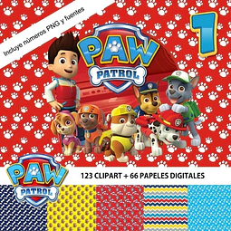 Kit Clipart Png + Papel Fondos Paw Patrol Patrulla Canina