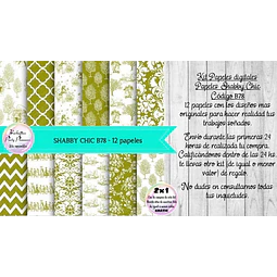 Papeles Digitales Shabby Chic Vintage Verde Y Blanco B78