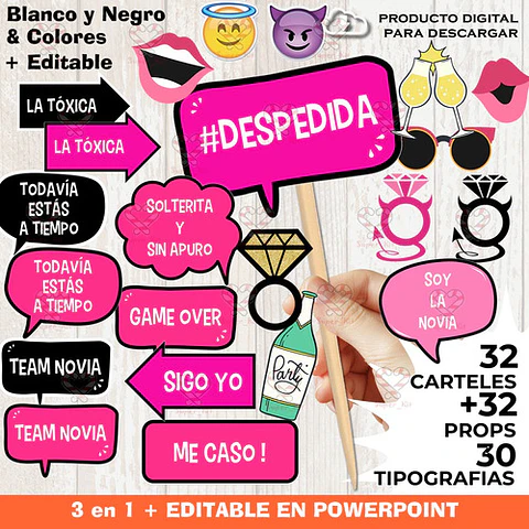 Kit Imprimible Despedida De Soltera Photo Props Carteles