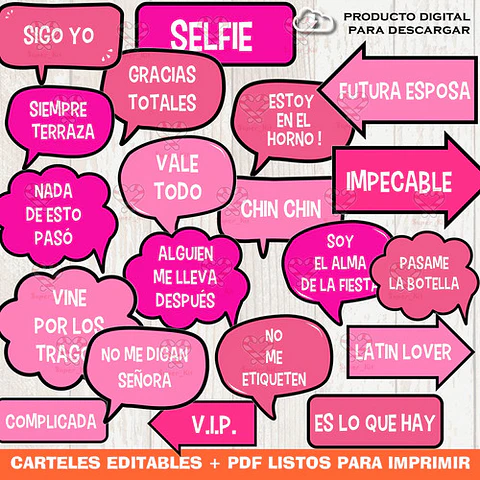 Kit Imprimible Despedida De Soltera Photo Props Carteles