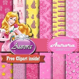 Kit Imprimible Pack Fondos Clipart -  Princesa Aurora