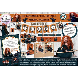 Kit Imprimible Candy Bar Merida Valiente 100% Editable