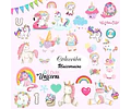 Kit Colección Cliparts Png + Papeles Unicornios