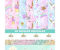 Kit Colección Cliparts Png + Papeles Unicornios