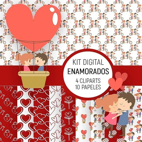 Kit Colección San Valentín Enamorados Clipart Y Papeles 