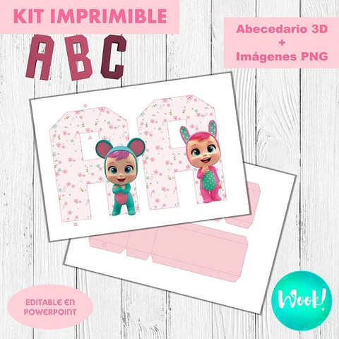 Kit Imprimible Letras 3d Editables Bebés Llorones